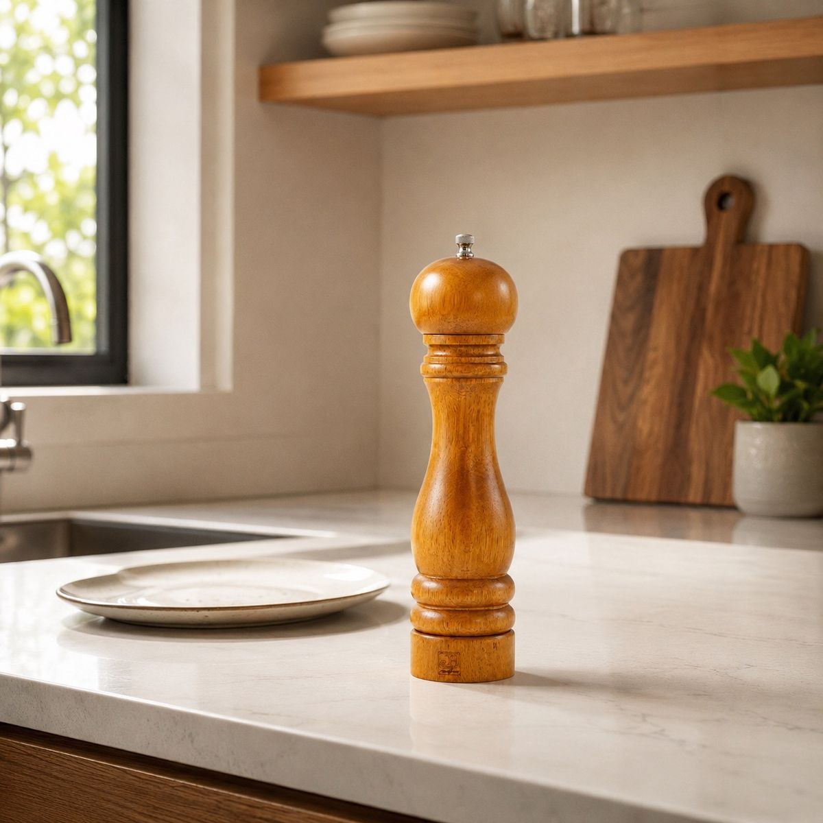HOMESTAR - Molinillo manual grande de madera para pimienta o sal