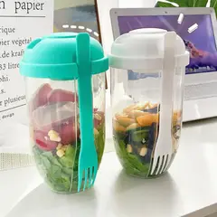 HOMESTAR - Vaso Portátil para Ensaladas y Colaciones con Tenedor - Turquesa