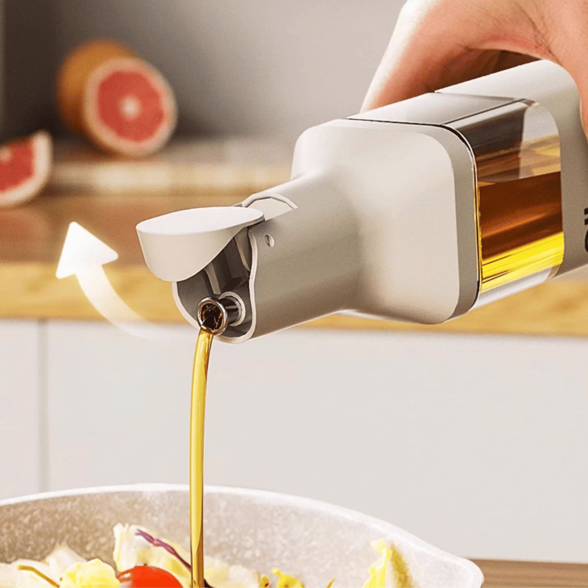 HOMESTAR - Dispensador de Aceite y Vinagre Vidrio con Tapa Automática - Amarillo