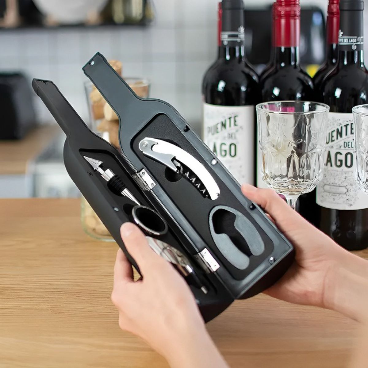 GENERICO - Set De Vino Sacacorchos Con Forma De Botella