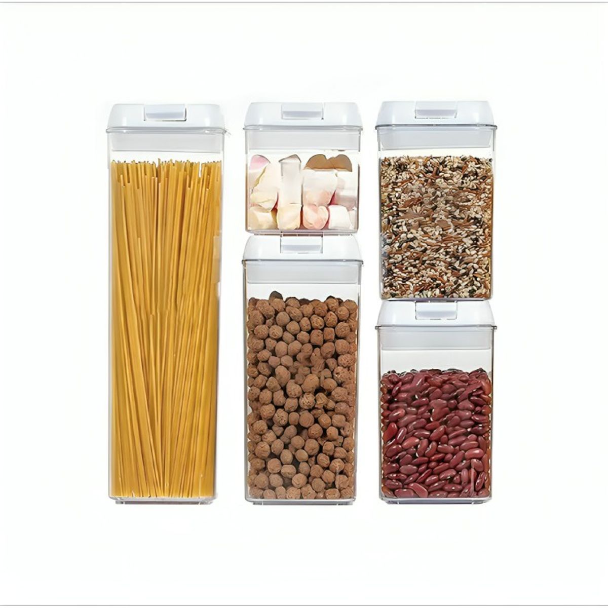 GENERICO - Set 5 Contenedores De Alimento Tapa Hermética Almacenamiento