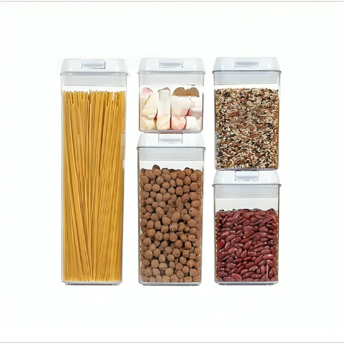 GENERICO - Set 5 Contenedores De Alimento Tapa Hermética Almacenamiento