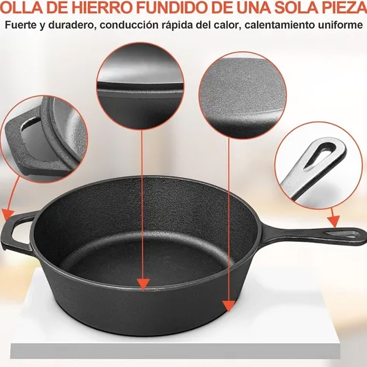GENERICO - Sartenes De Hierro Fundido Gruesa Doble Uso 26cm