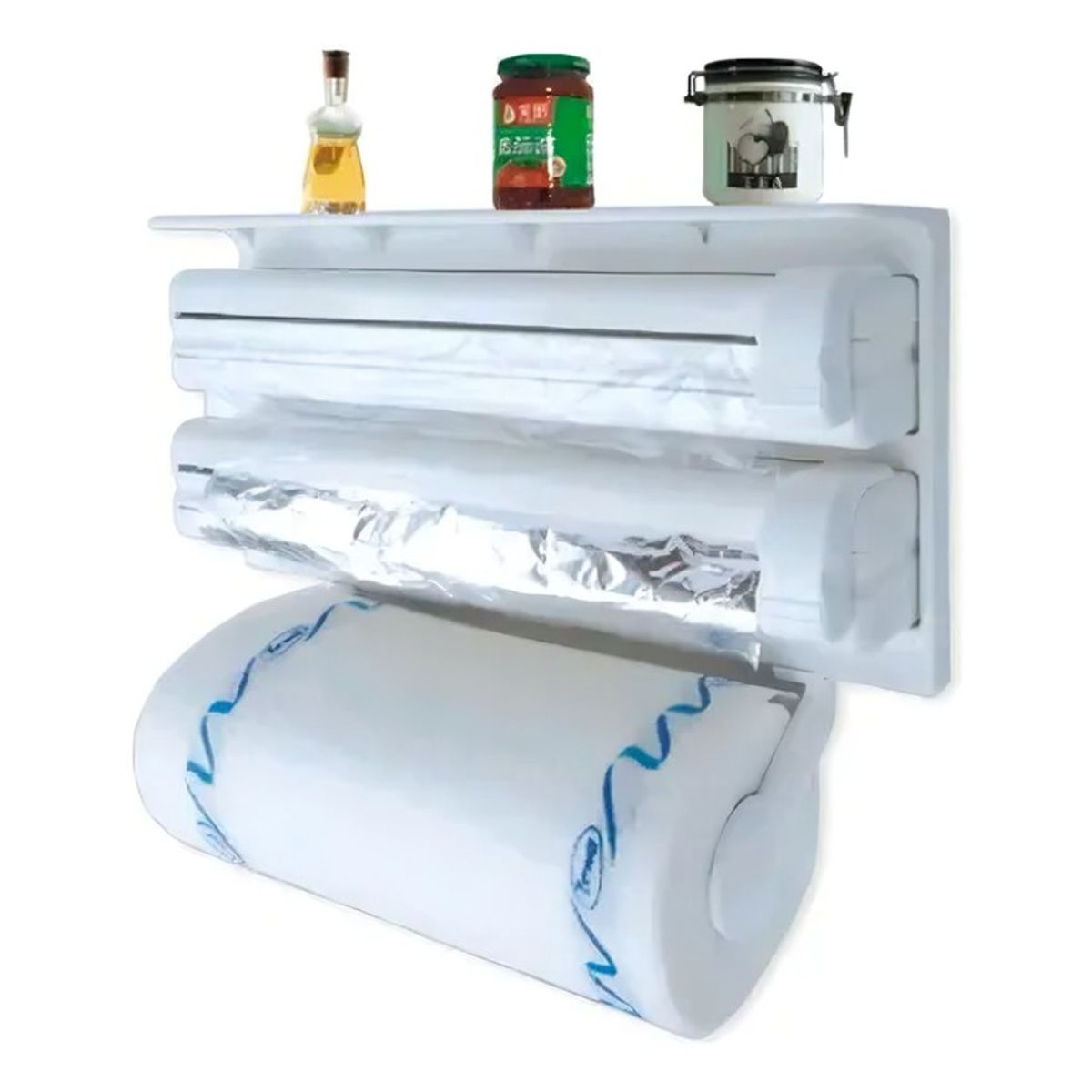 GENERICO - Porta Rollo Toalla Nova Triple Dispensador Cocina Alusa Film