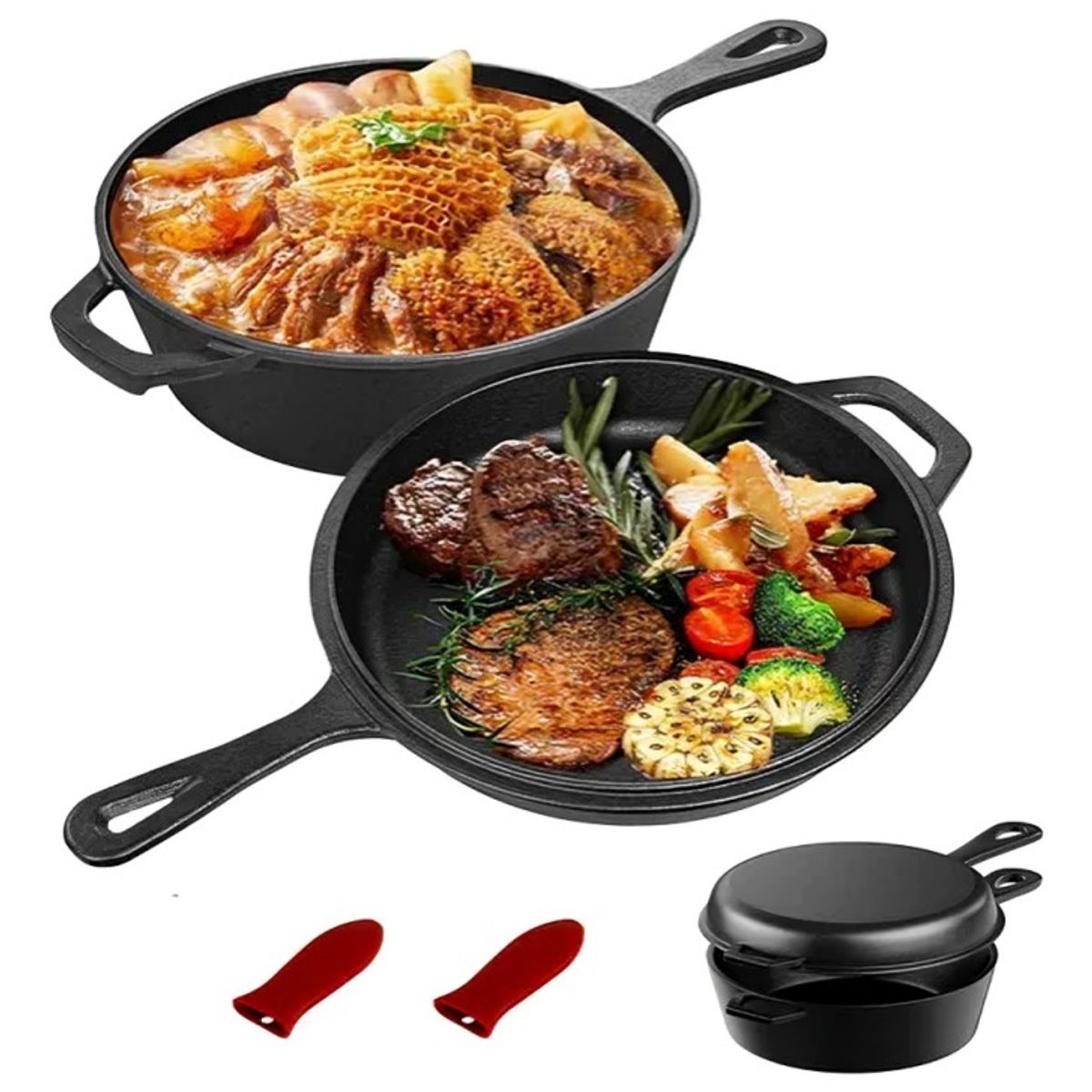 GENERICO - Sartenes De Hierro Fundido Gruesa Doble Uso 26cm