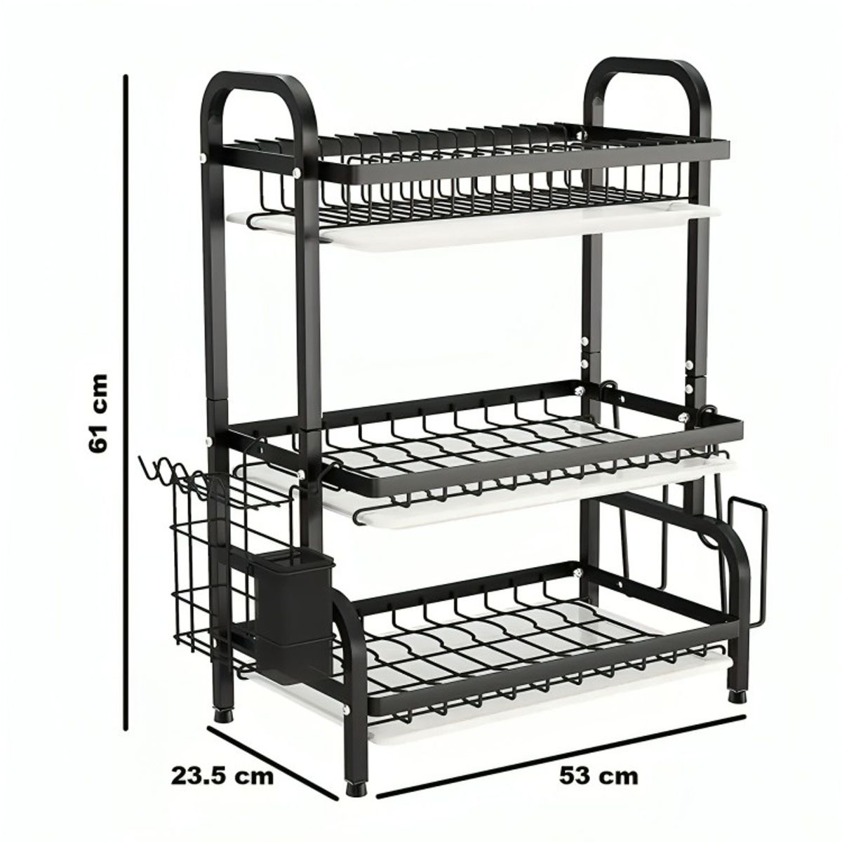 GENERICO - Secador Escurridor De Loza Platos 3 Niveles  Negro