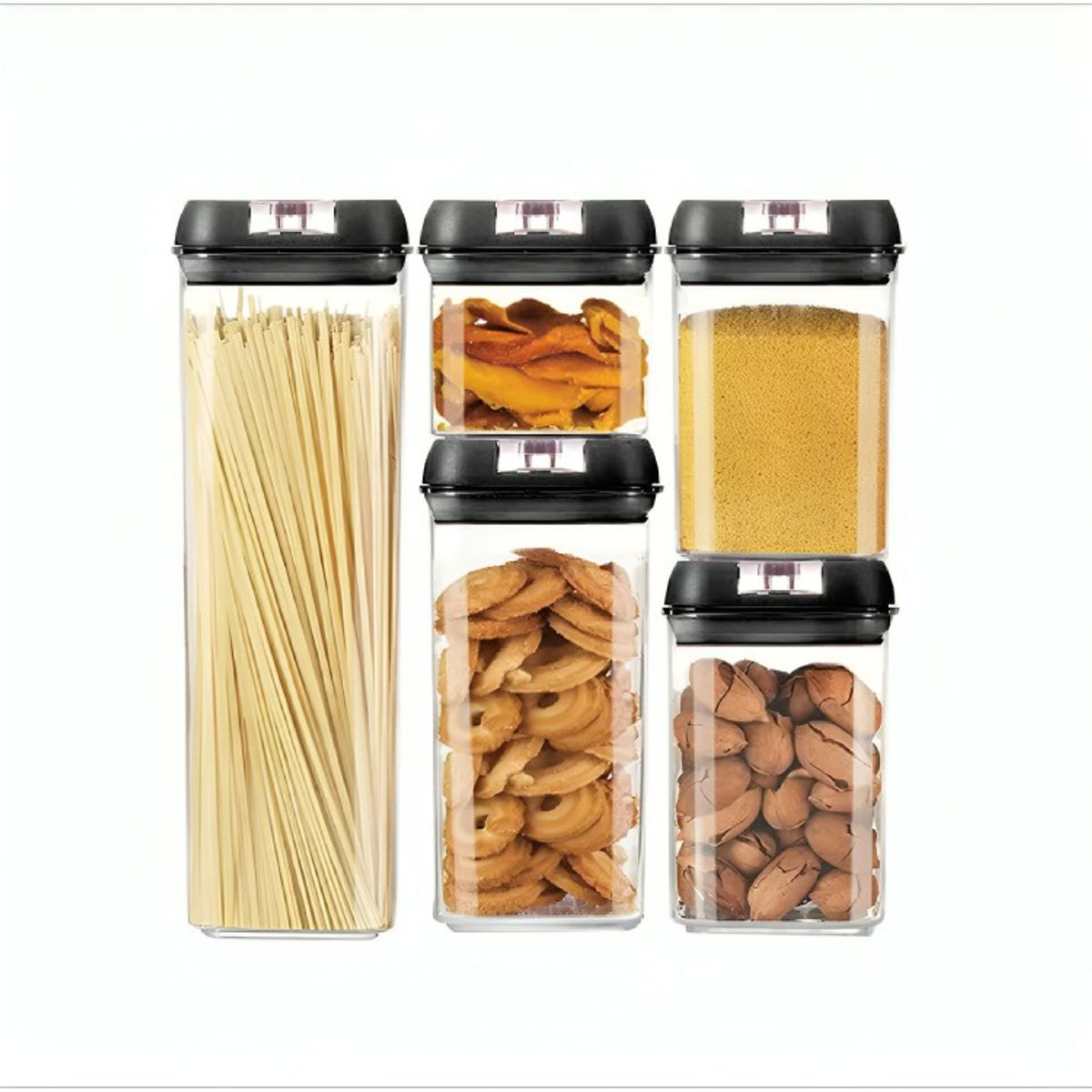 GENERICO - Set 5 Contenedores De Alimento Tapa Hermética Almacenamiento