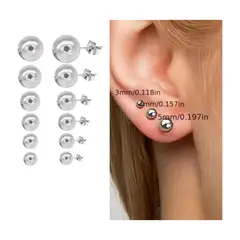 GENERICO - Set De Aros De Acero Quirúrgico Hipoalergénicos 6 Pares (EP)