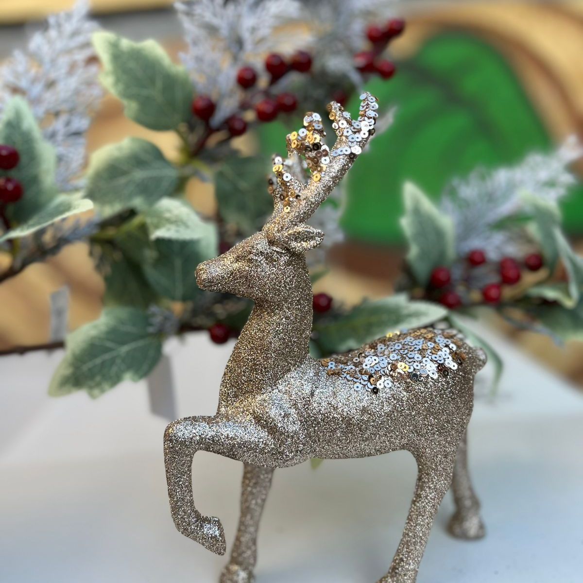 GENERICO - Adornos De Alces Grandes De Color Dorado Navidad