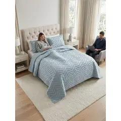 GENERICO - CUBRECAMA QUILT VERANO TUFTING 2 PLAZAS GRIS CLARO