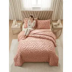 GENERICO - CUBRECAMA QUILT VERANO TUFTING 2 PLAZAS ROSADO