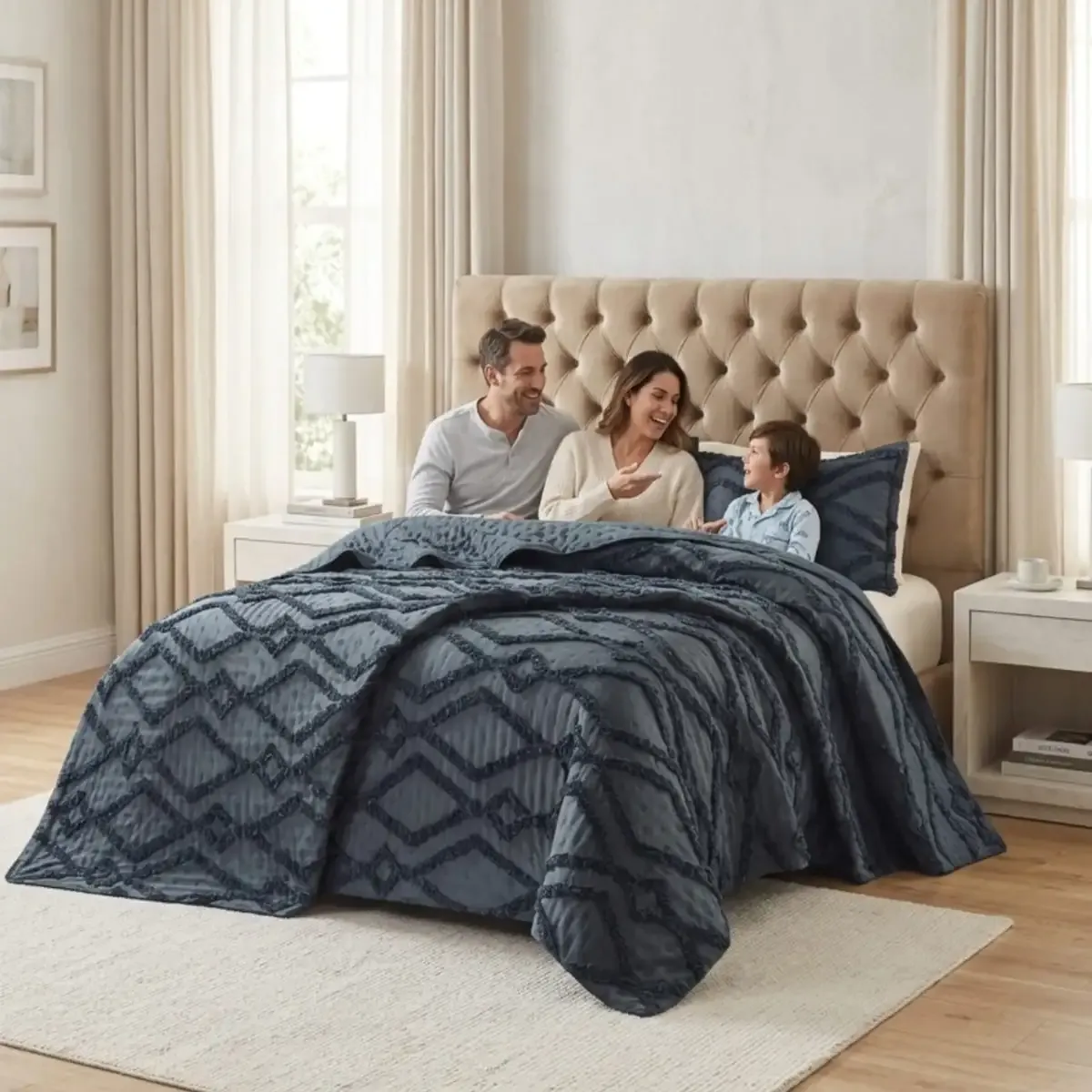 GENERICO - Quilt De Verano Tufting Liviano Diseño Geométrico 2 plazas
