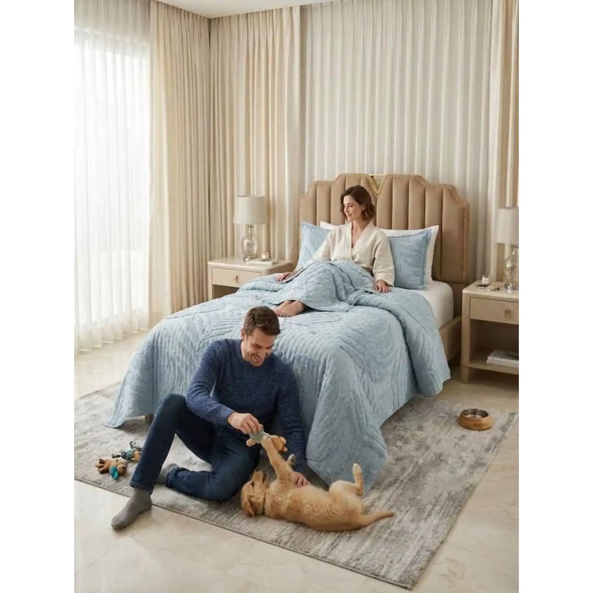 GENERICO - CUBRECAMA QUILT VERANO HOJA TUFTING 2 PLAZAS GRIS