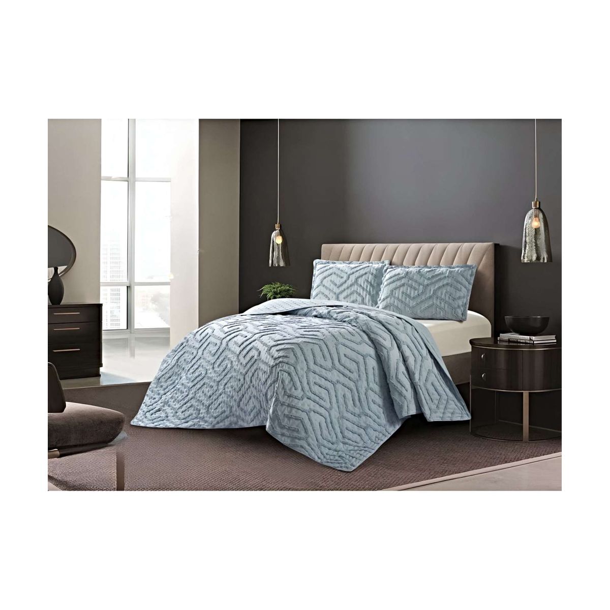 GENERICO - COBERTOR QUILT VERANO TUFTING PLAZA Y MEDIA AZUL