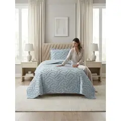GENERICO - COBERTOR QUILT VERANO TUFTING PLAZA Y MEDIA AZUL