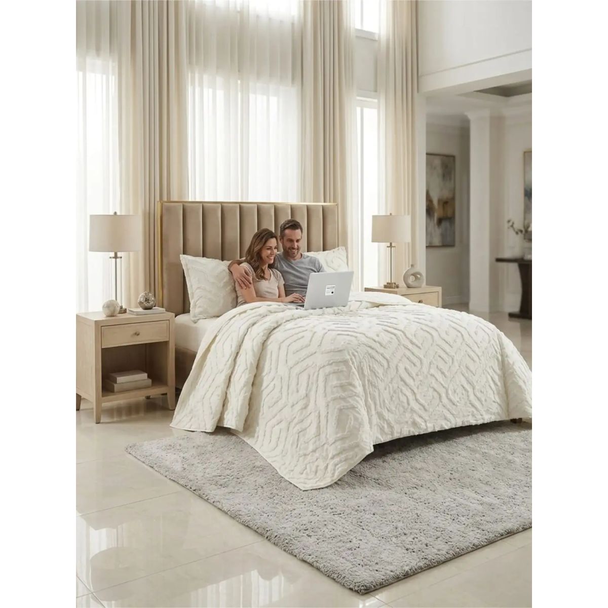 GENERICO - COBERTOR QUILT VERANO TUFTING 2 PLAZAS BLANCO