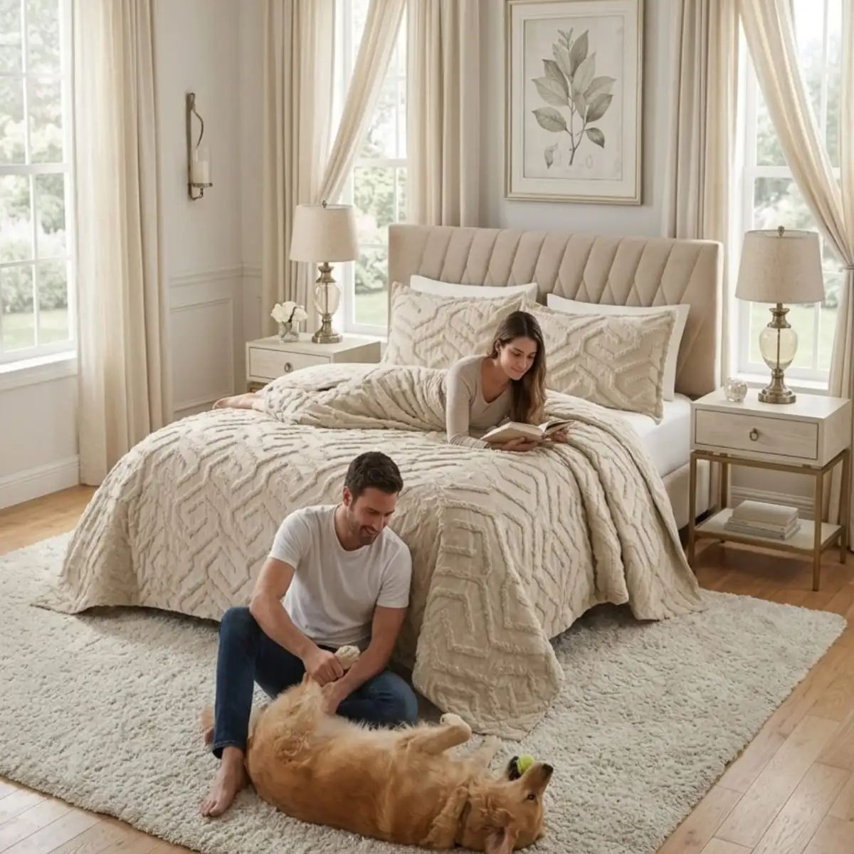 GENERICO - CUBRECAMA QUILT VERANO TUFTING KING-SUPERKING BEIGE