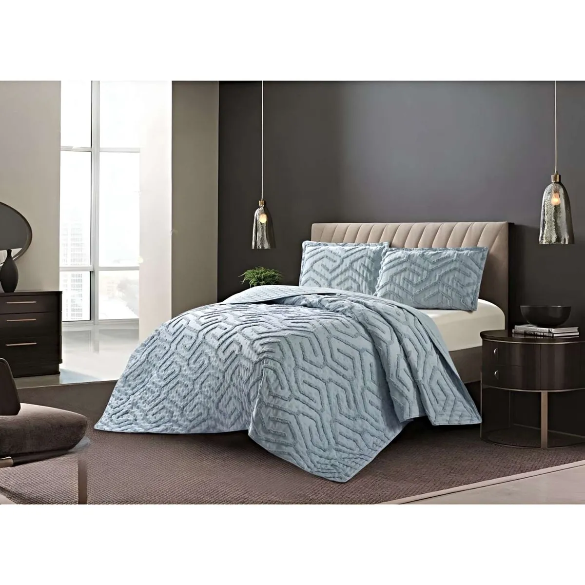 GENERICO - COBERTOR QUILT VERANO TUFTING PLAZA Y MEDIA AZUL