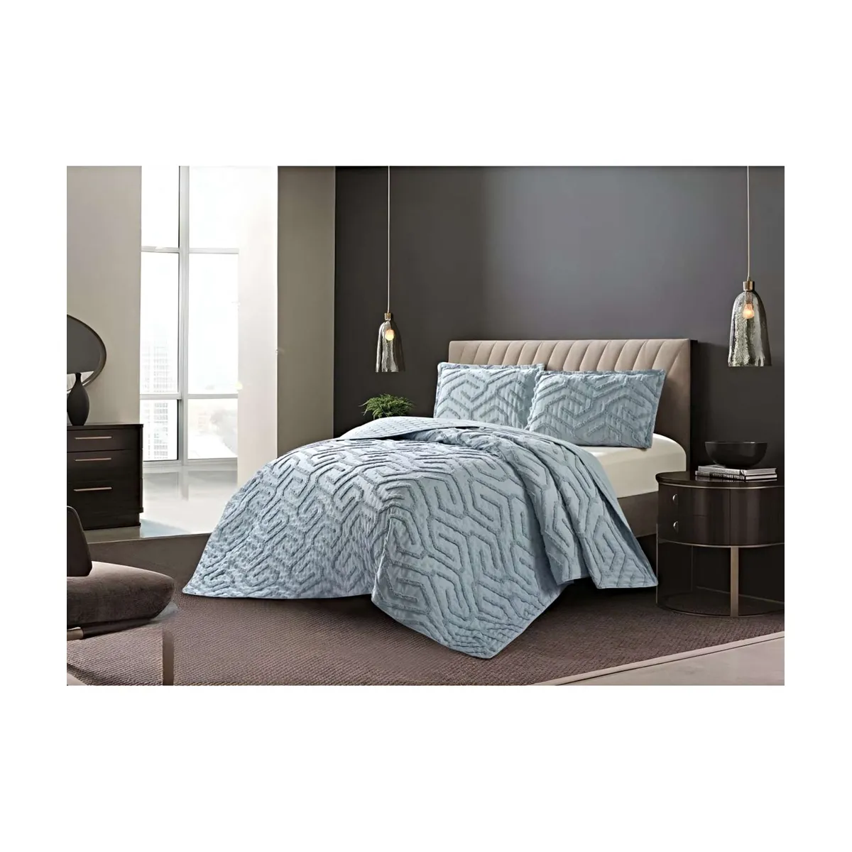 GENERICO - COBERTOR QUILT VERANO TUFTING PLAZA Y MEDIA AZUL