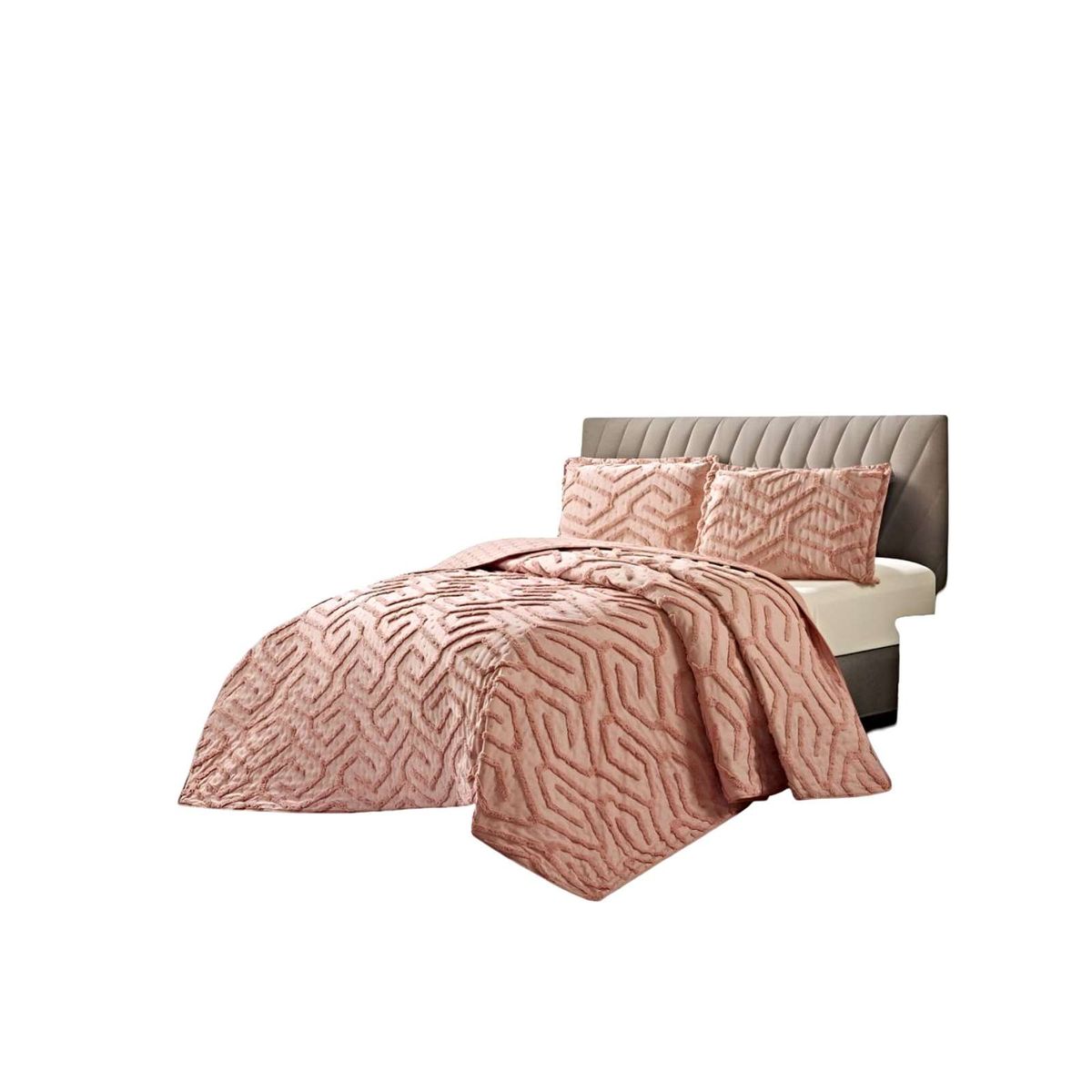 GENERICO - COBERTOR QUILT VERANO TUFTING PLAZA Y MEDIA ROSADO