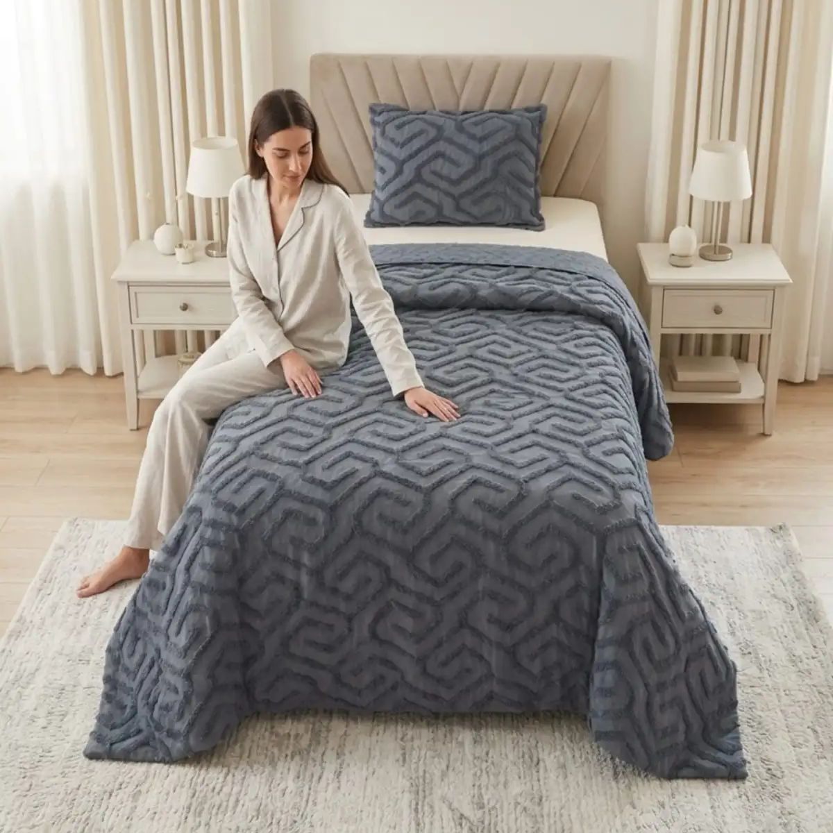GENERICO - Quilt  Geométrico De Verano Liviano  1,5 plaza Tufting