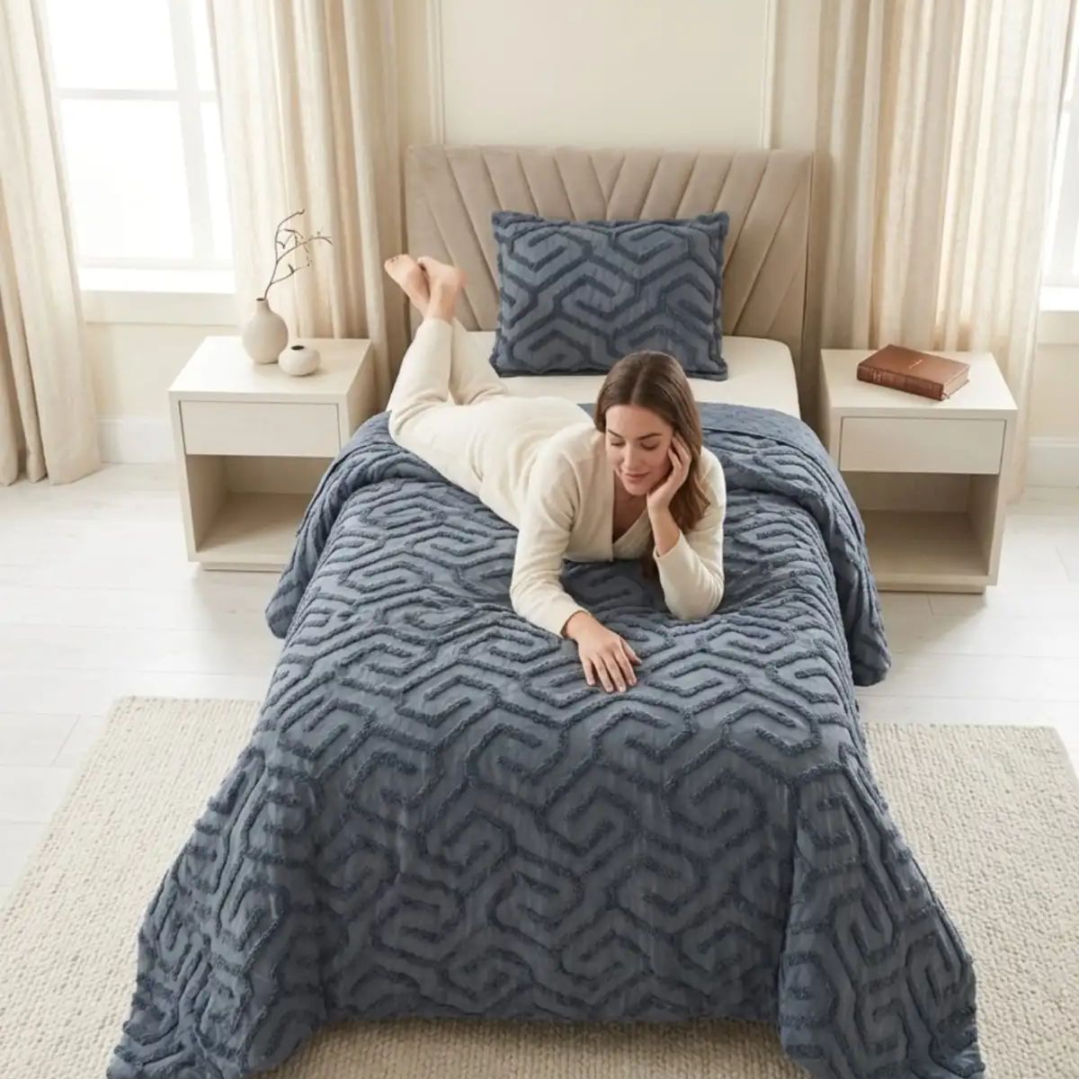 GENERICO - Quilt  Geométrico De Verano Liviano  1,5 plaza Tufting
