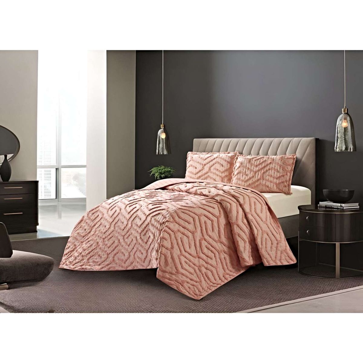 GENERICO - COBERTOR QUILT VERANO TUFTING 2 PLAZAS ROSADO