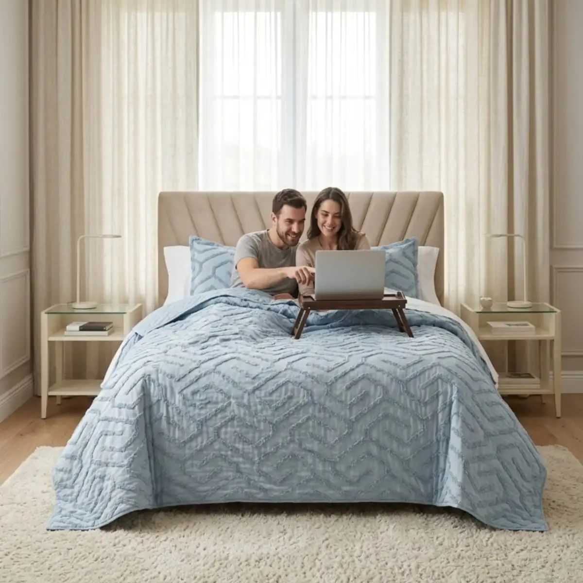 GENERICO - Quilt  Geométrico De Verano Liviano  King / Super king Tufting