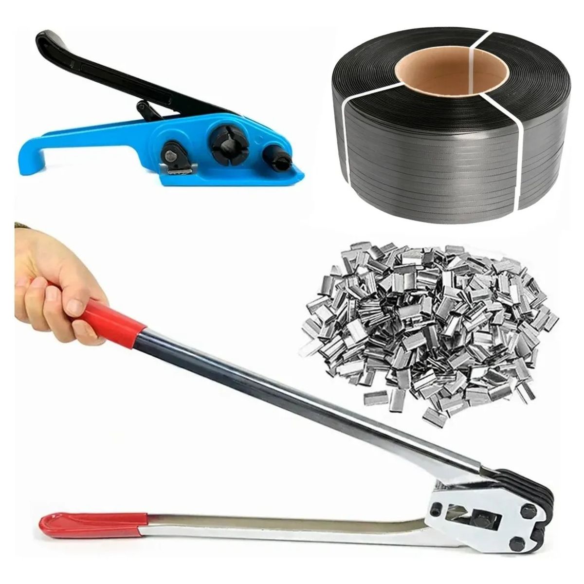 GENERICO - Enzunchadora Manual  Sellador  Zuncho Plástico  Sellos