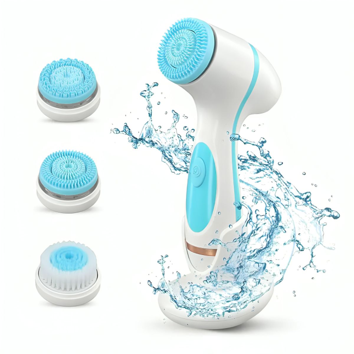 GENERICO - Cepillo Limpieza Facial Celeste Masajeador Silicona 3 En 1