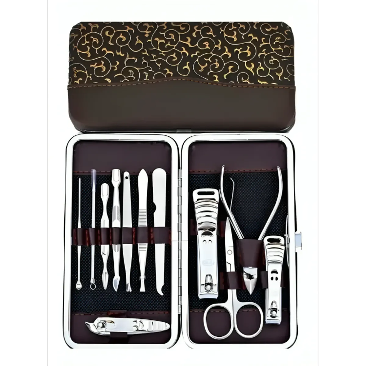 GENERICO - Estuche 12 Pcs Manicure Pedicure Acero Inoxidable