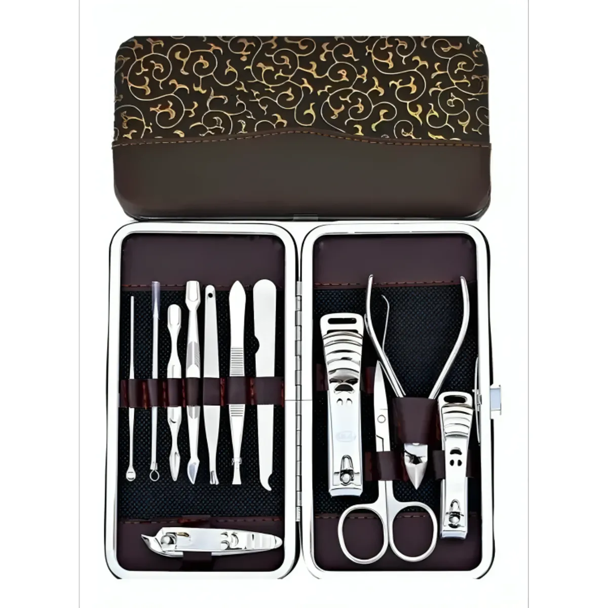 GENERICO - Estuche 12 Pcs Manicure Pedicure Acero Inoxidable