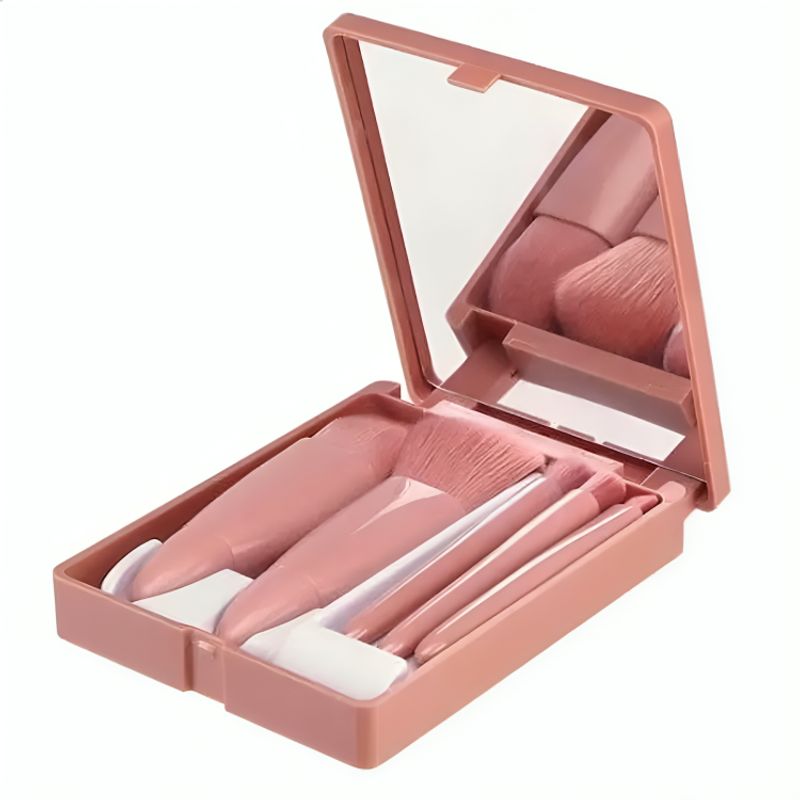 GENERICO - Set 5 Brochas De Maquillaje Con Estuche Espejo