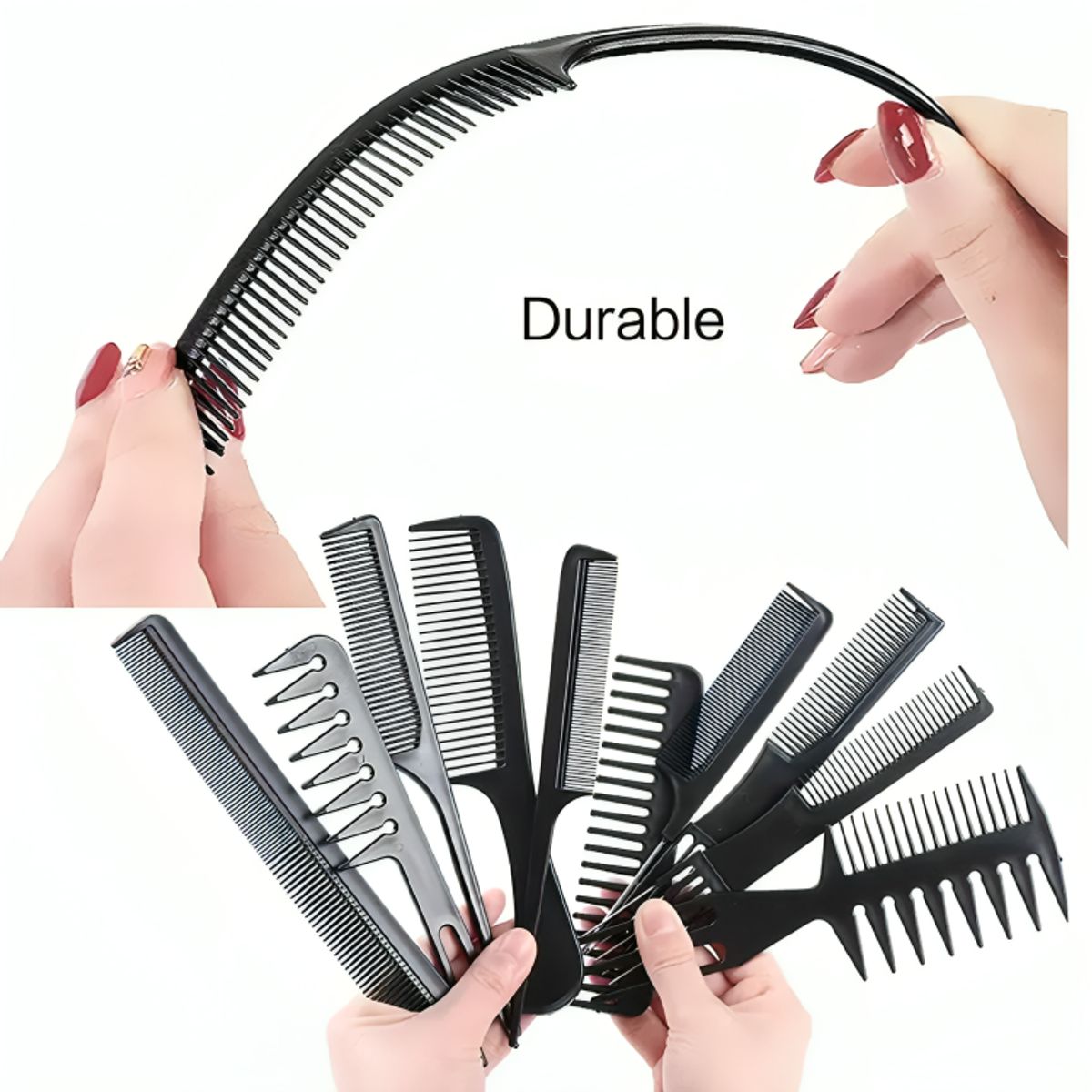 GENERICO - Peine Peluqueria Kit Profesional Barberia Estilista 10 Pzs