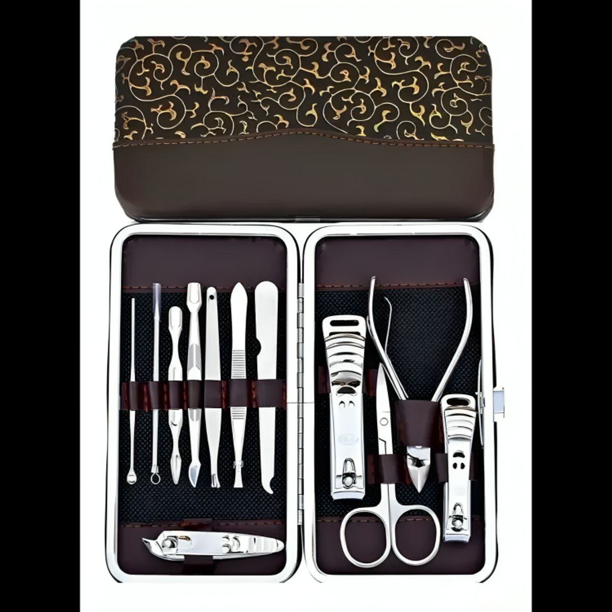 GENERICO - Estuche 12 Pcs Manicure Pedicure Acero Inoxidable