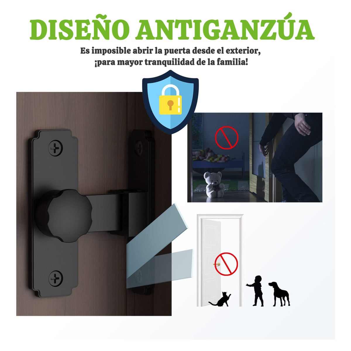 GENERICO - 65mm Pestillo Seguridad Para Puerta 90 Grados Hogar Ventana