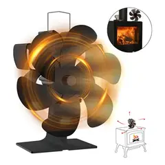 GENERICO - Estufa De Leña VentiladorGENÉRICO De Chimenea De 6 Aspas