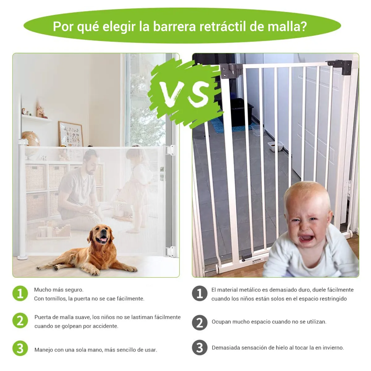 Barrera Puerta de Seguridad Retráctil para Bebés Protección, marca ZSPK - Foto 2