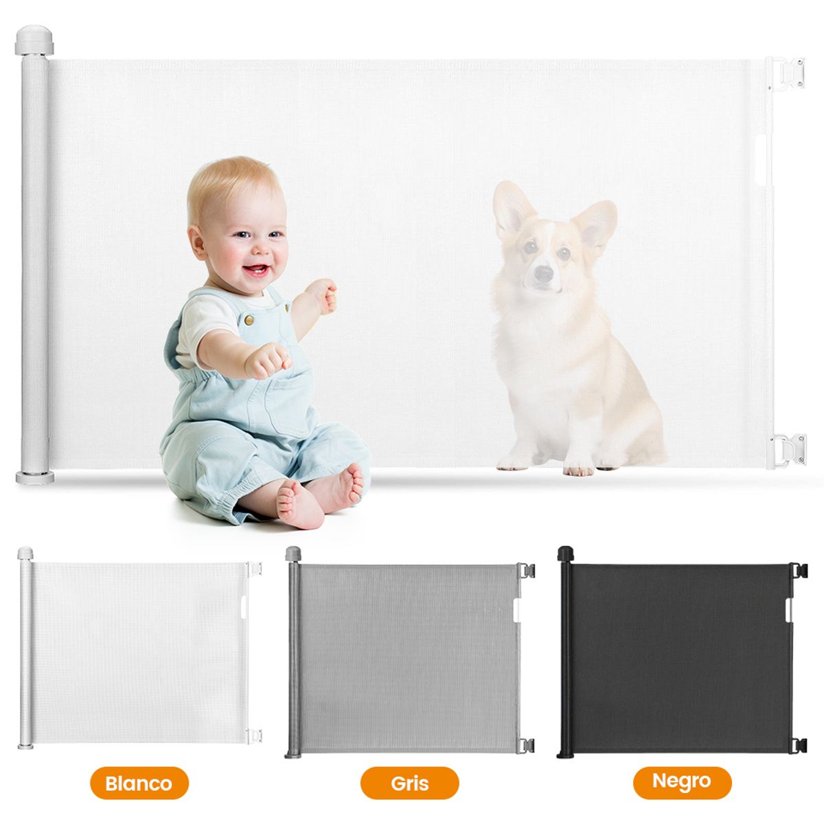 ZSPK - Puerta Retráctil de Seguridad de Malla para Niños y Mascotas