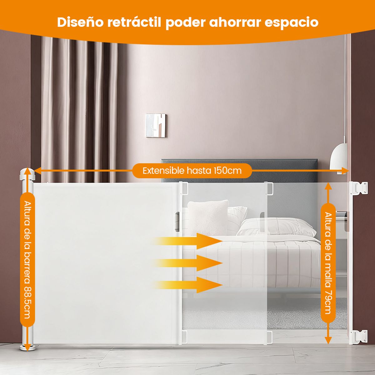 ZSPK - Puerta Retráctil de Seguridad de Malla para Niños y Mascotas