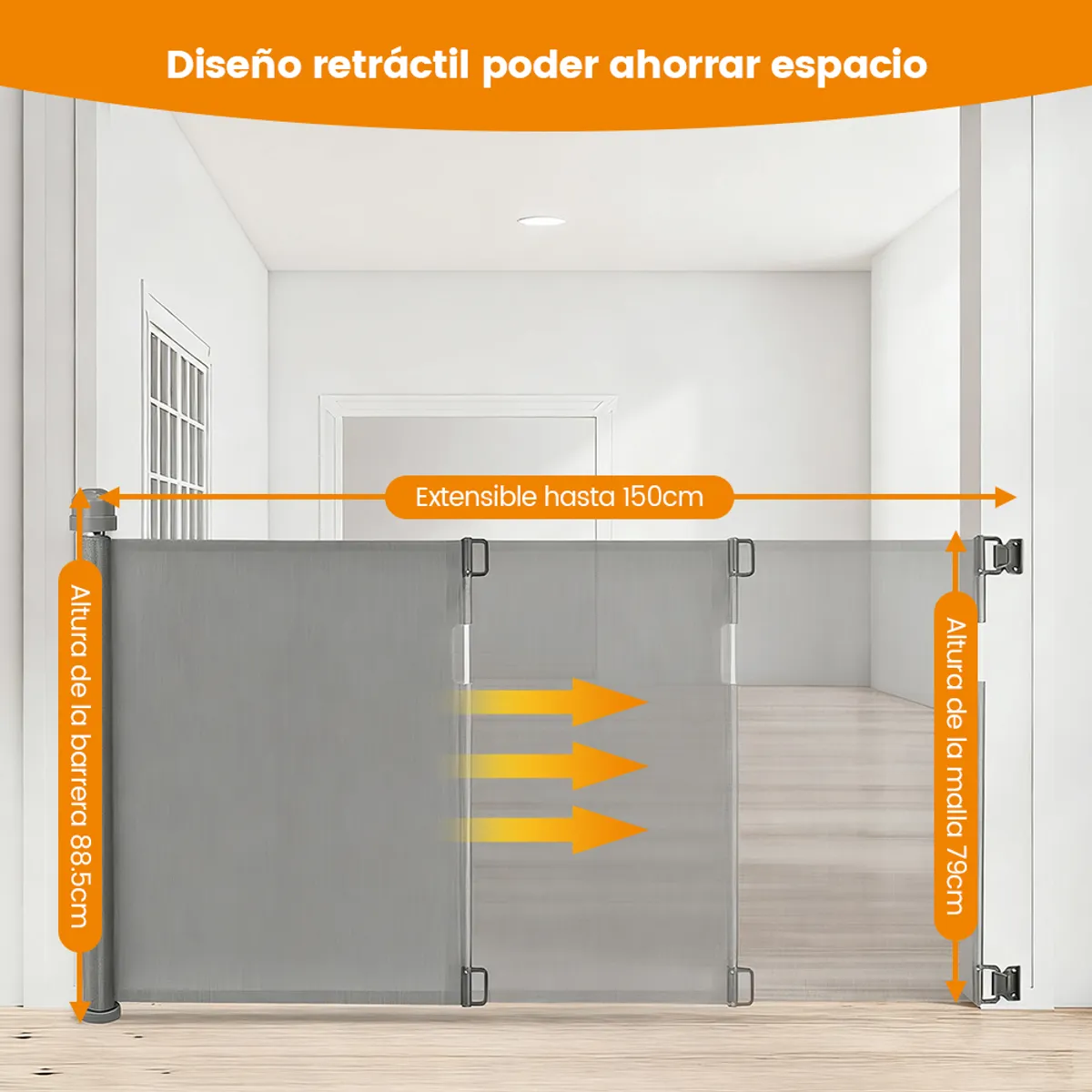 Puerta Gris Retráctil Seguridad para Niño y Mascota, marca ZSPK - Foto 2