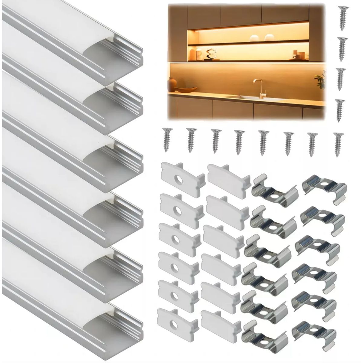 KINDA NICE - 6m Perfil Aluminio Riel Con Difusor Tira Led Para Cinta Led