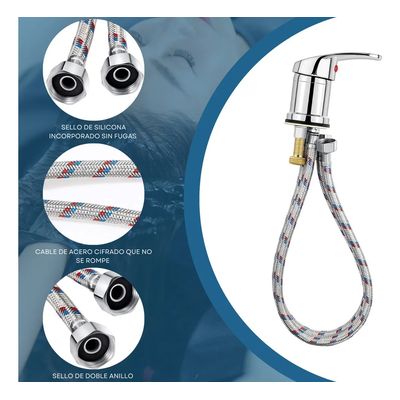 Imagen 2 del producto Llave Monomando Peluquería Grifo Lavapelo Acero Inox