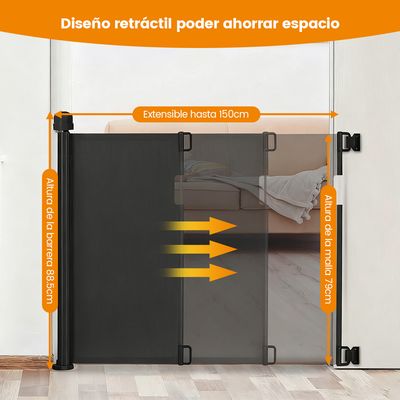 Imagen 2 del producto Puerta Negra Retráctil de Seguridad para Niños y Mascotas