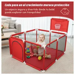 ZSPK - Corral Rojo Centro de Juego Infantil Con Aro De Basket
