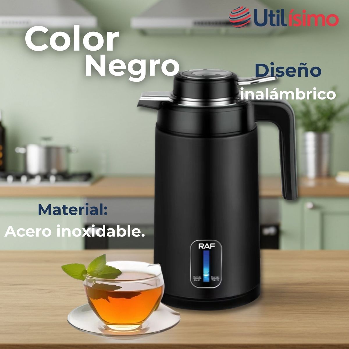 RAF - Termo Hervidor Eléctrico Acero Inoxidable 2.0 Litros