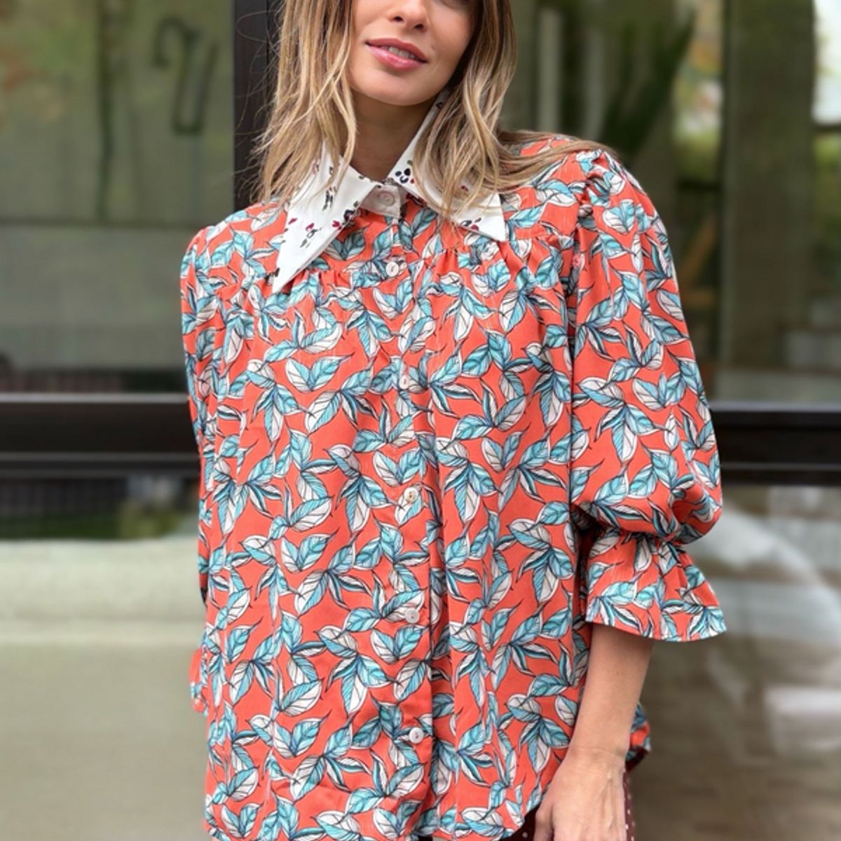 BLANCA SOFIA - Blusa Rafaela Orange Leaves