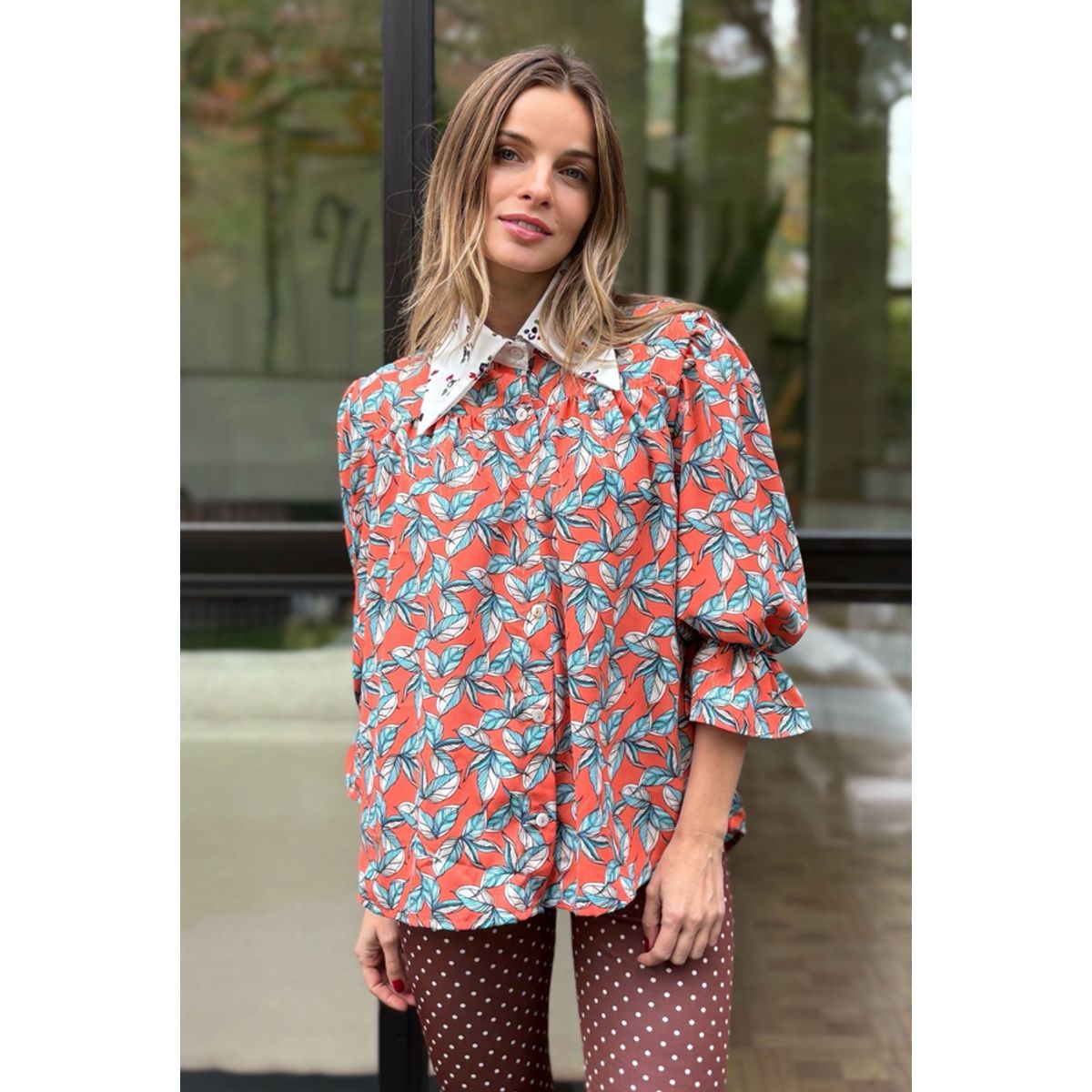 BLANCA SOFIA - Blusa Rafaela Orange Leaves