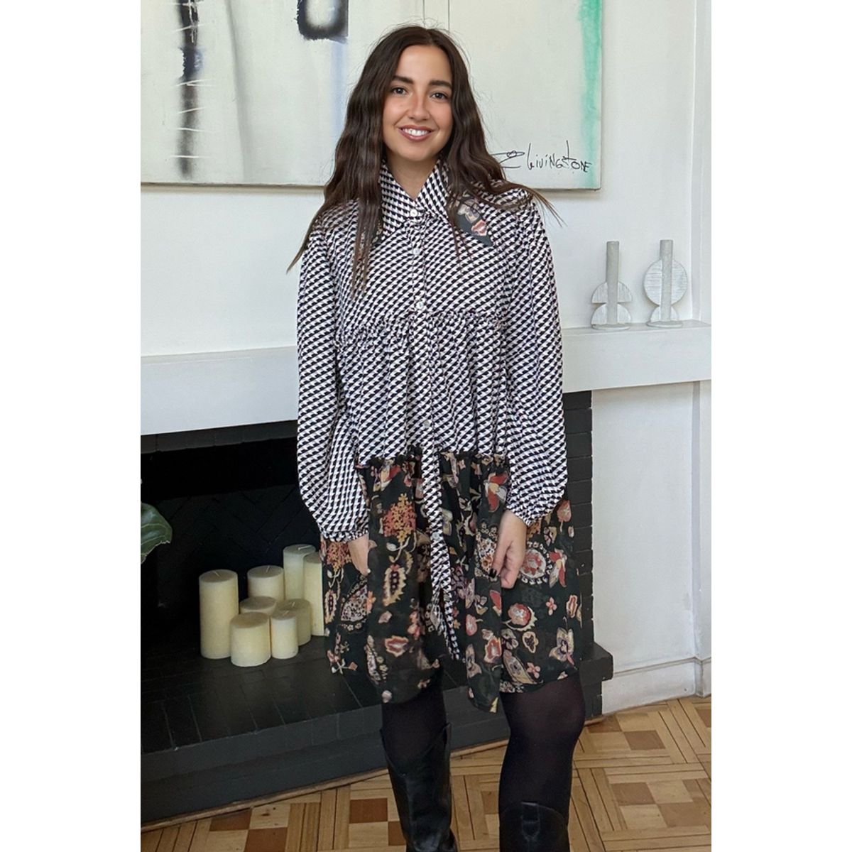 BLANCA SOFIA - Vestido Sevilla Black Geometric