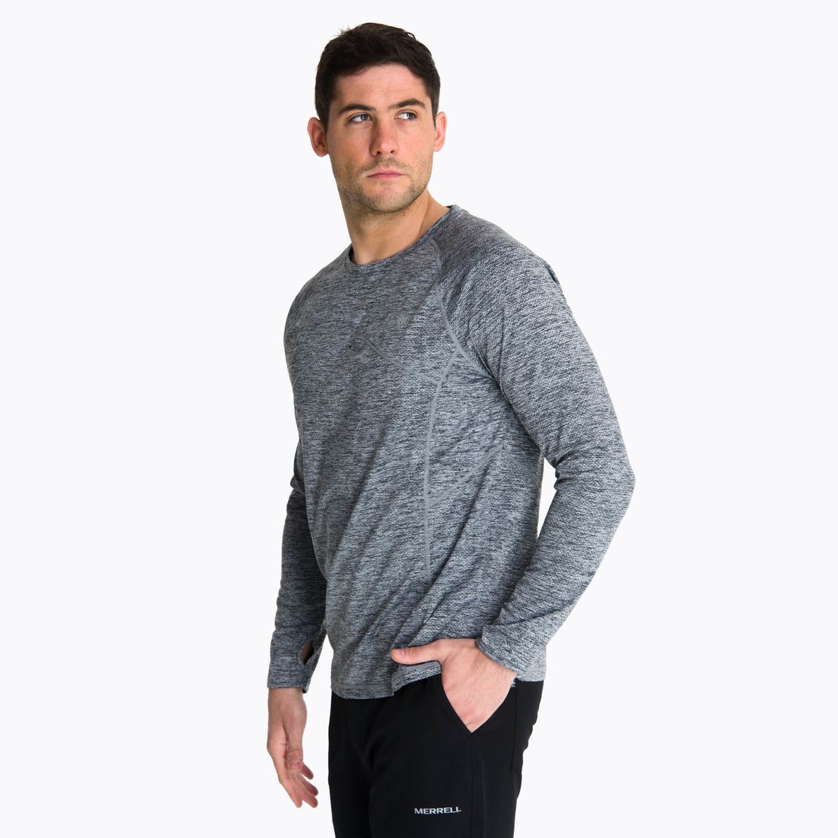 MERRELL - Polera Manga Larga Hombre Sport Gris Oscuro MERRELL
